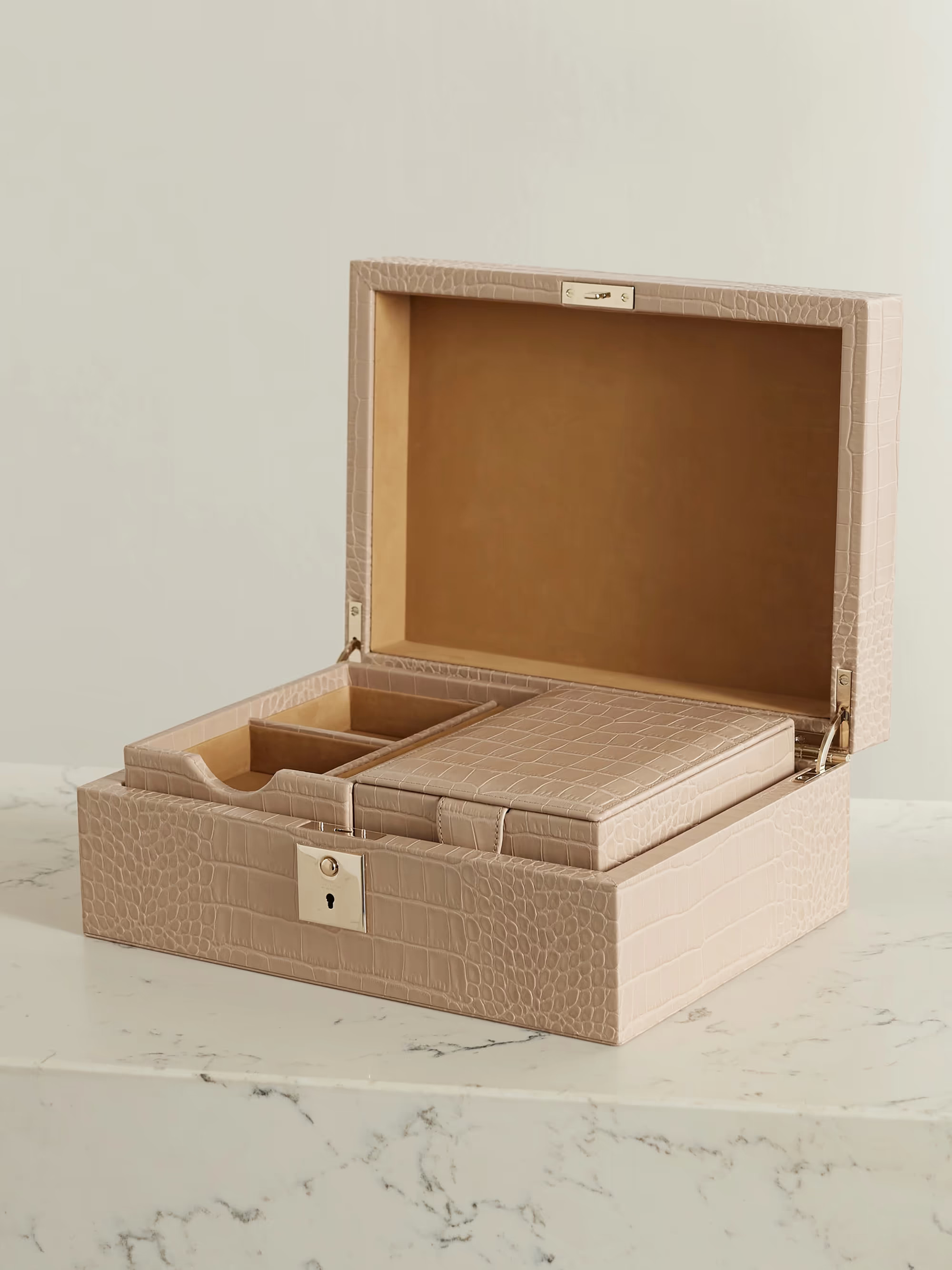 Panama croc-effect leather jewelry box and travel tray set | NET-A-PORTER (US)