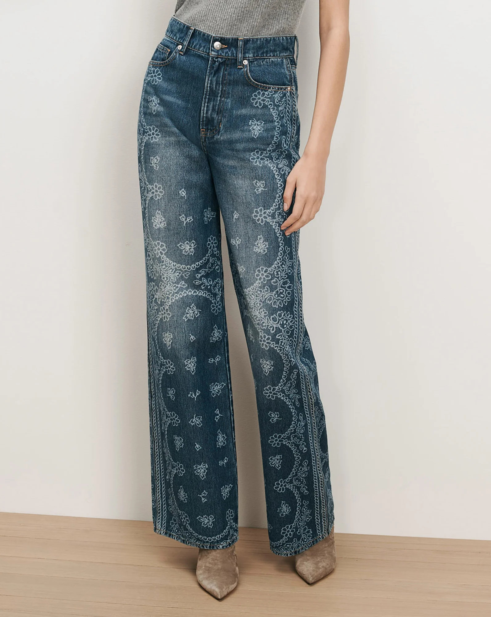 Veronica Beard Taylor Bandana Wide-Leg Jean Indigo Bandana | Veronica Beard
