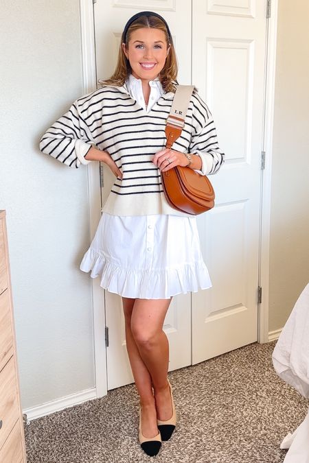 How to style a shirtdress! Wearing an XS in this one! Sweater is old, linked similar. Purse is Zara!

Shirtdress // spring outfit // 

#LTKSeasonal #LTKstyletip