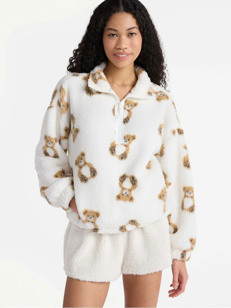 No Boundaries Plush Half-Zip Pullover, Women's | Walmart (US)