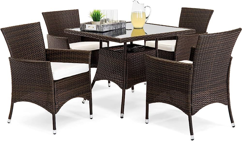 Best Choice Products 5-Piece Indoor Outdoor Wicker Dining Set Furniture for Patio, Backyard w/Squ... | Amazon (US)