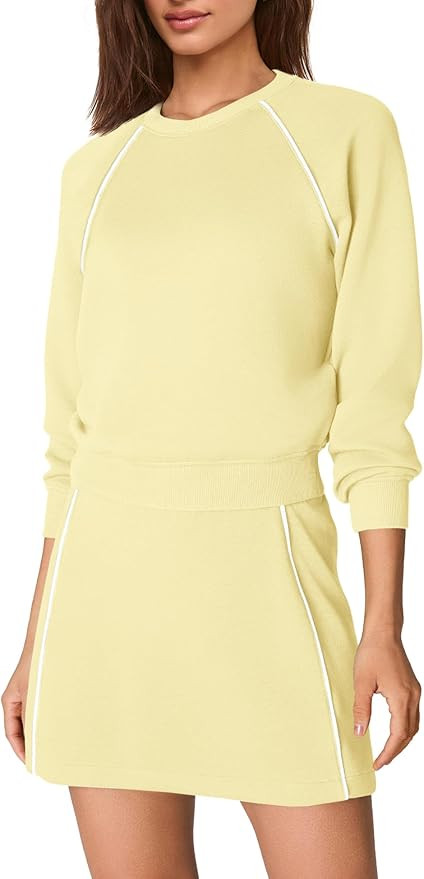 Nirovien Womens 2 Piece Workout Sets Athletic Skort Sets Active Tennis Outfits Crewneck Sweatshir... | Amazon (US)