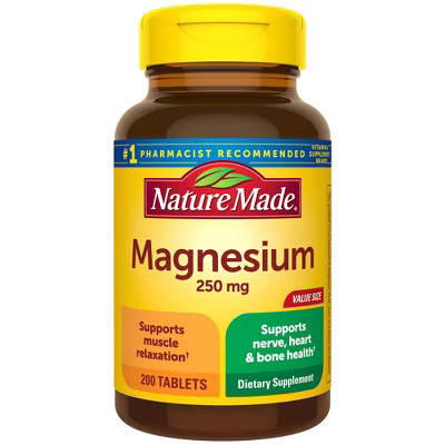 Nature Made Magnesium Oxide 250mg  Muscle, Nerve, Bone & Heart Support Supplement Tablets - 200ct | Target