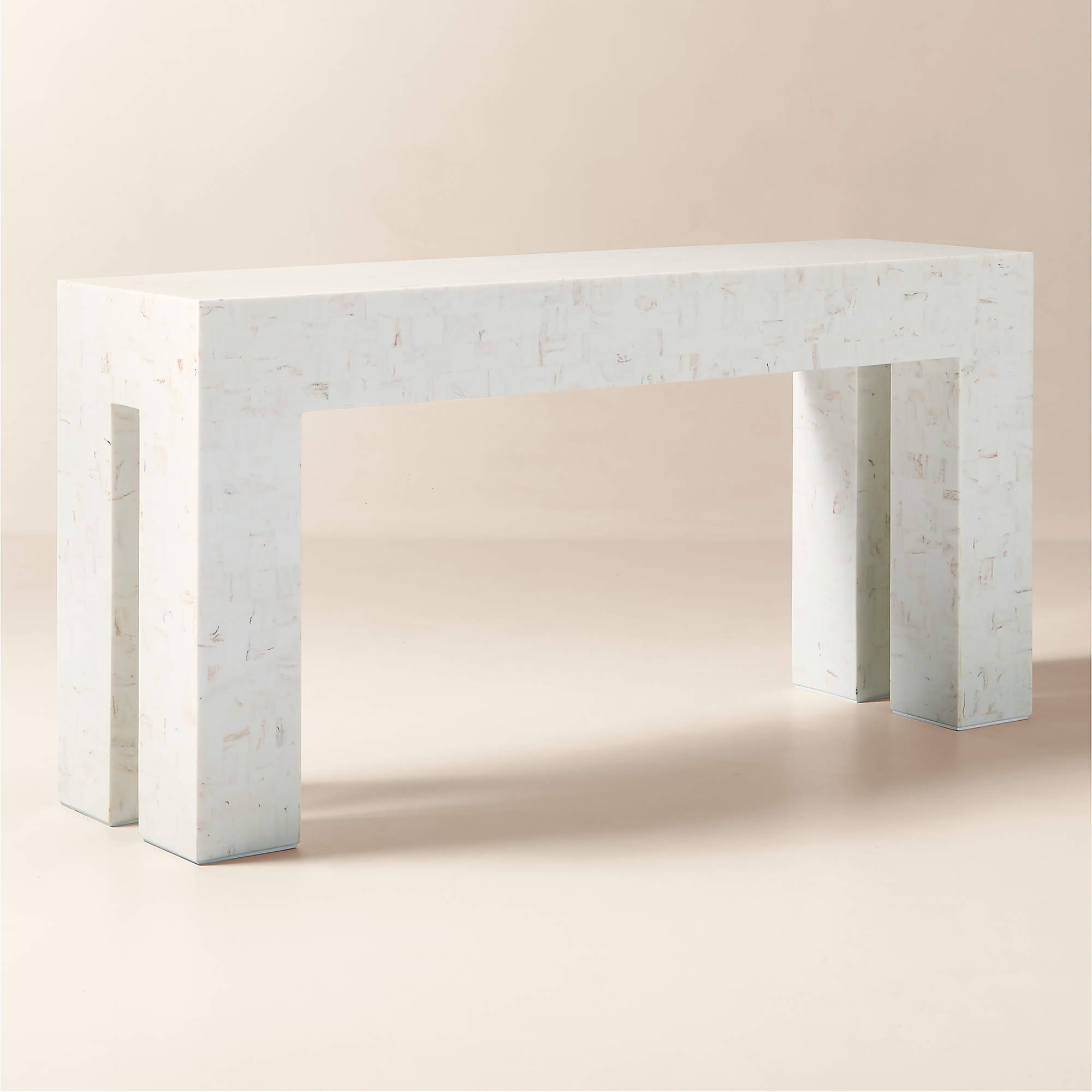 Scatola White Tiled Resin Console Table + Reviews | CB2 | CB2