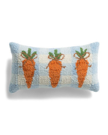 9x16 Hooked Carrots Gingham Pillow | Polyester | Marshalls