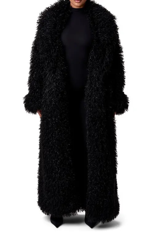 Naked Wardrobe Faux Shearling Coat in Black at Nordstrom, Size Small | Nordstrom