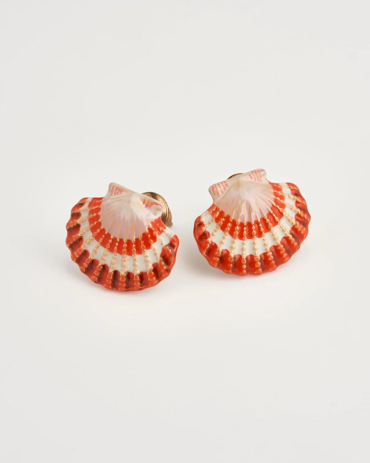 Clam Shell Worn Gold Stud Earrings | Fable England
