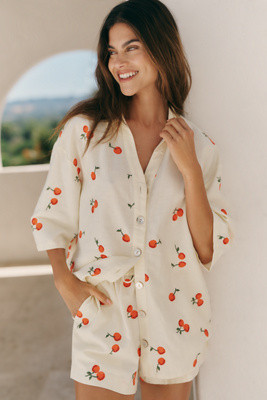Farm Rio x Anthropologie Cotton Short-Sleeve Buttondown Shirt | Anthropologie (US)