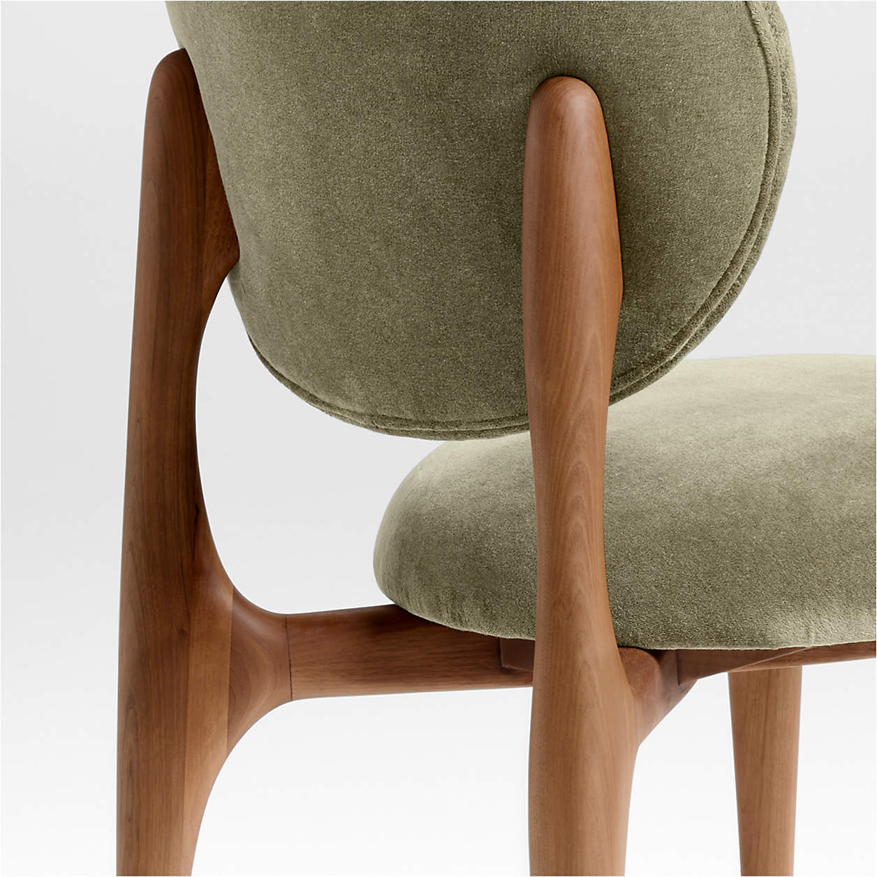 Via Olive Green Velvet Walnut Wood Dining Chair + Reviews | Crate & Barrel | Crate & Barrel