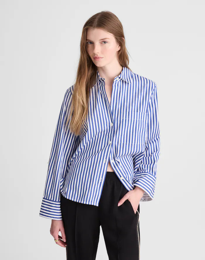The Signature Y-Neck Shirt in Poplin | Madewell