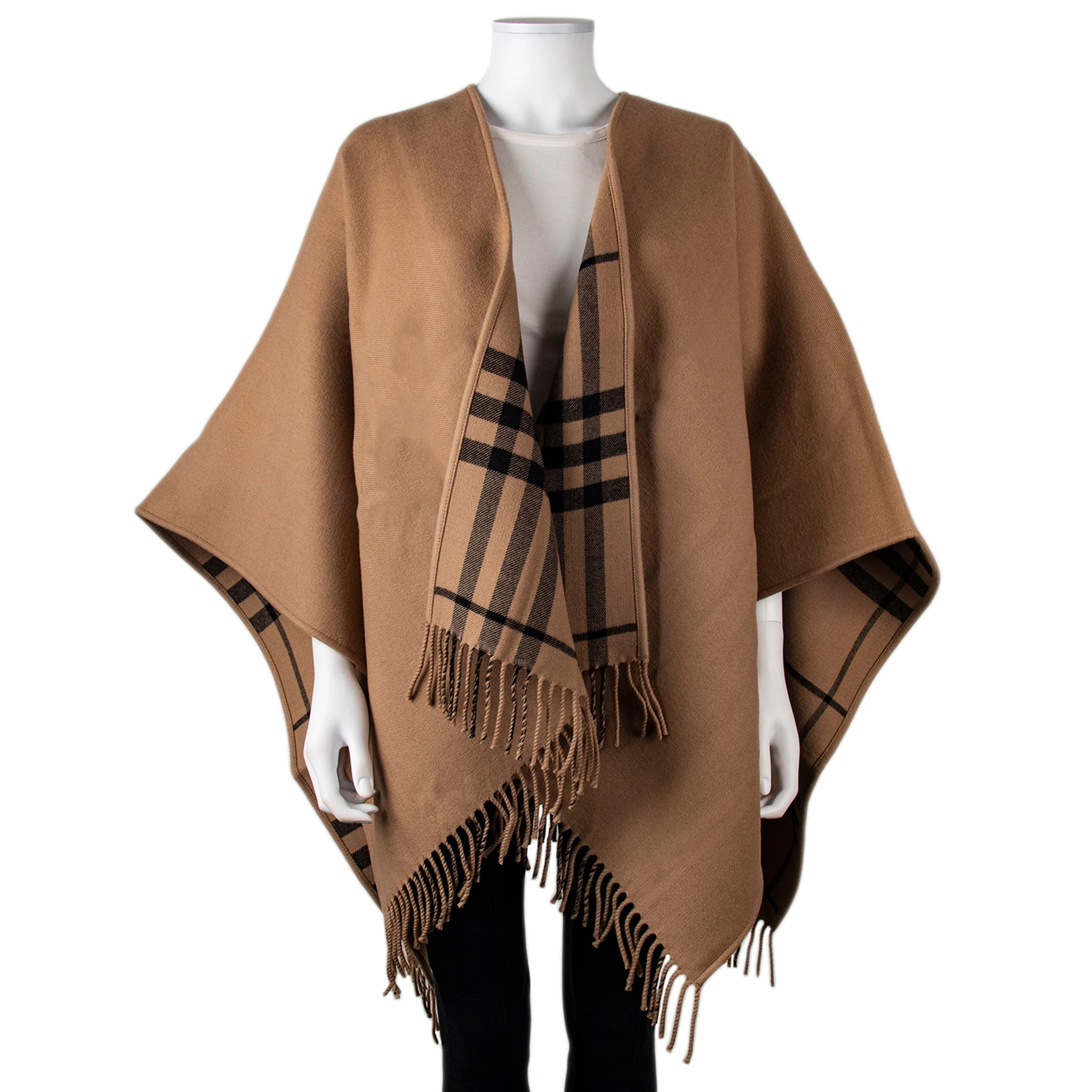 Burberry Giant Check Reversible Wool Cape | Overstock