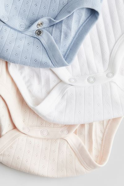 3-pack Sleeveless Bodysuits - Round Neck - Sleeveless - Light dusty blue/light pink - Kids | H&M ... | H&M (US + CA)