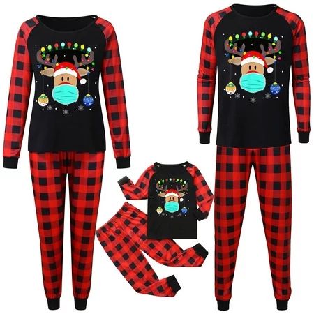 Wetopw Matching Pajamas Sets for Family， Merry Christmas 2020 Pajamas for Family Red Plaid Loungewea | Walmart (US)