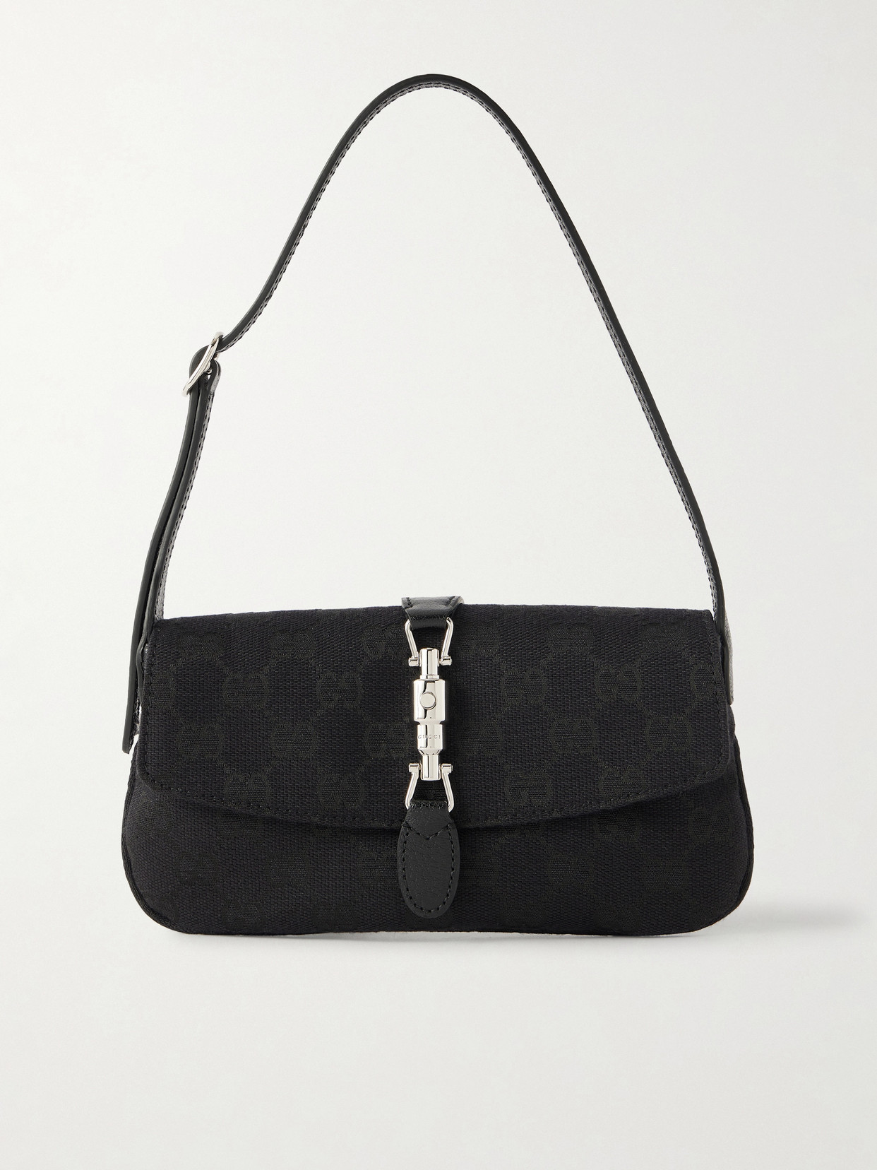 Gucci - Jackie 1961 Mini Leather-trimmed Canvas-jacquard Shoulder Bag - Black | NET-A-PORTER (US)