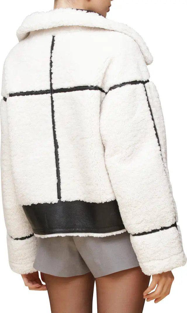Faux Shearling & Faux Leather Button Front Jacket | Nordstrom