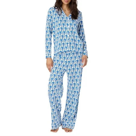 Preppy Monkey Pjs 2000s Women Loungewear Set Cartoon Print Single Breasted Long Sleeve Shirt and Pants y2k Sleepwear | Walmart (US)