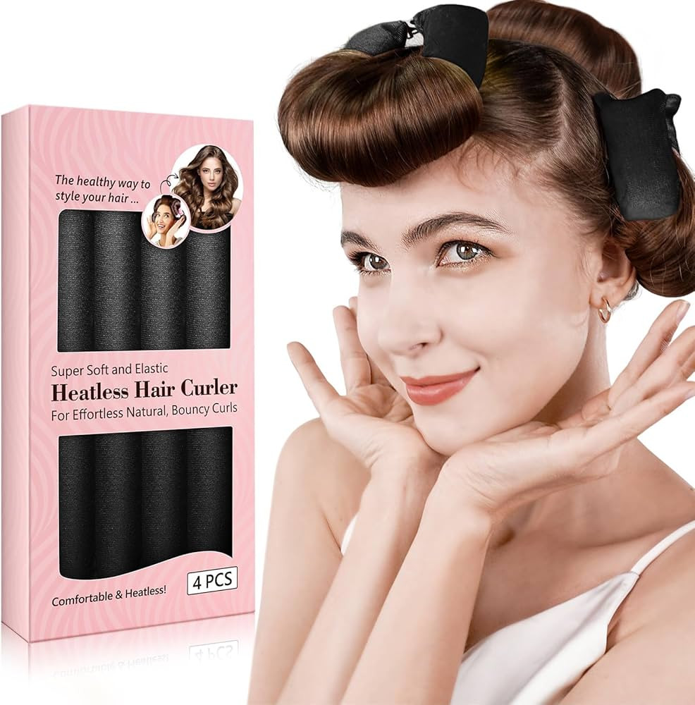 Heatless Curls Overnight, 4 Pcs No Heat Curling Blowout Rod, Satin Blowout Look Heatless Hair Rol... | Amazon (US)