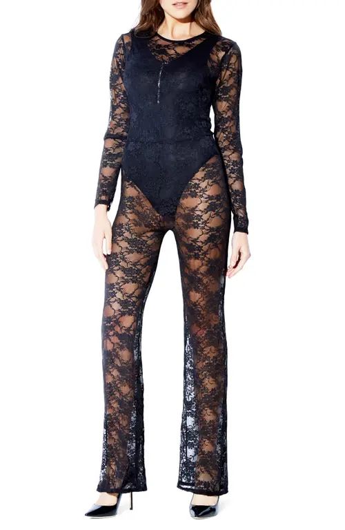 Hauty Lace Long Sleeve Catsuit in Black at Nordstrom, Size Medium | Nordstrom