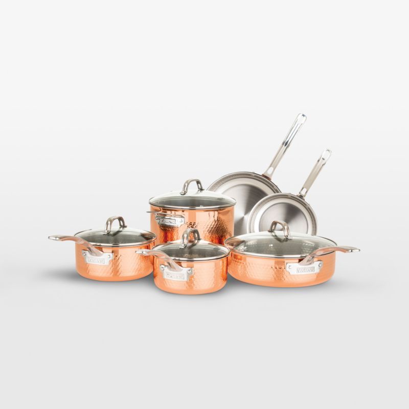 Viking Copper Hammered 10-Piece Cookware Set + Reviews | Crate & Barrel | Crate & Barrel