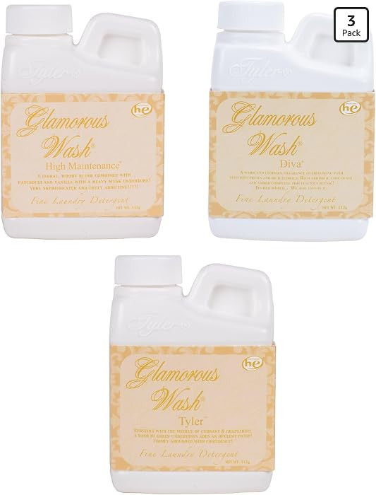 Elanze Designs Tyler Candle Glamorous Wash and Luxurious High Efficient 4 ounce Fine Liquid Laundry Detergent, 3 Scent Assortment, High Maintenance, Tyler, Diva | Amazon (US)