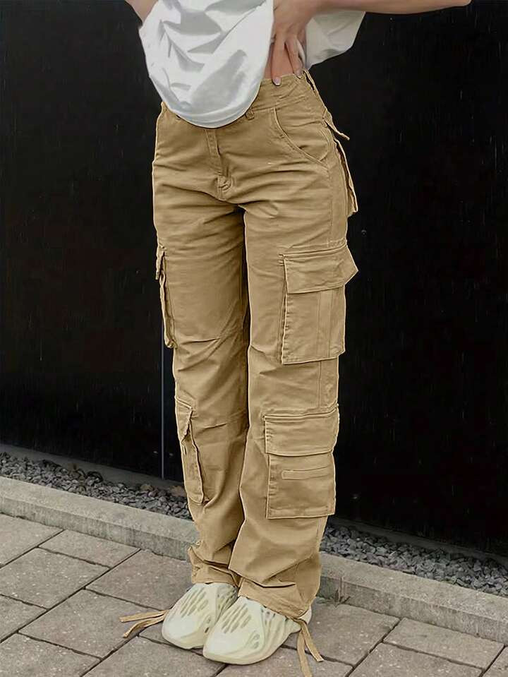 Solid Flap Pocket Cargo Pants | SHEIN