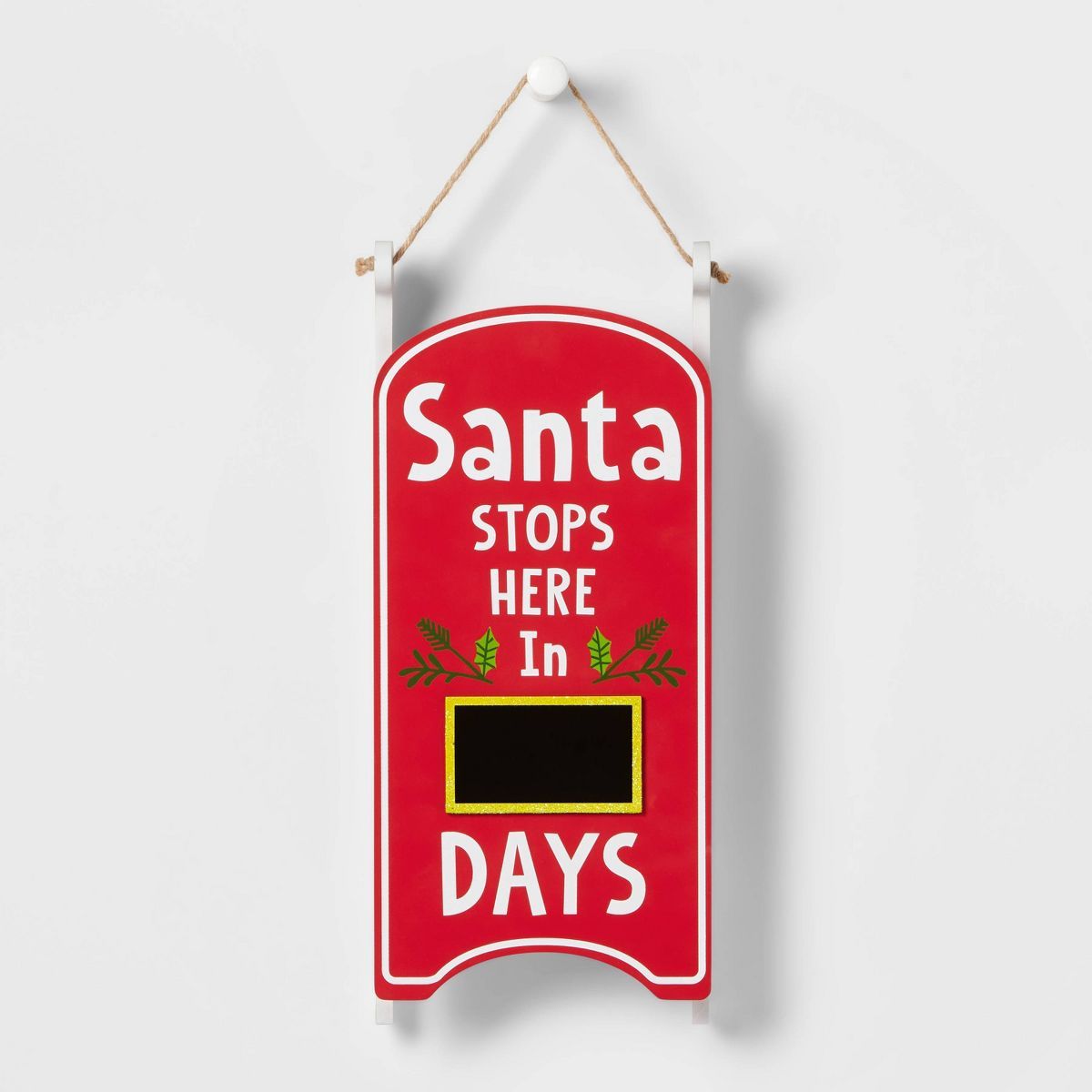 20" Wood Sled 'Santa Stops Here In' Countdown Sign Red - Wondershop™ | Target