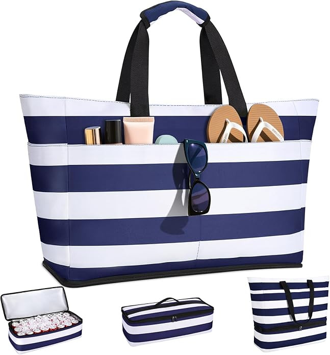 Beach Bag with Detachable Cooler, 54L Large Beach Bags Waterproof Sandproof for Women, Travel Tot... | Amazon (US)