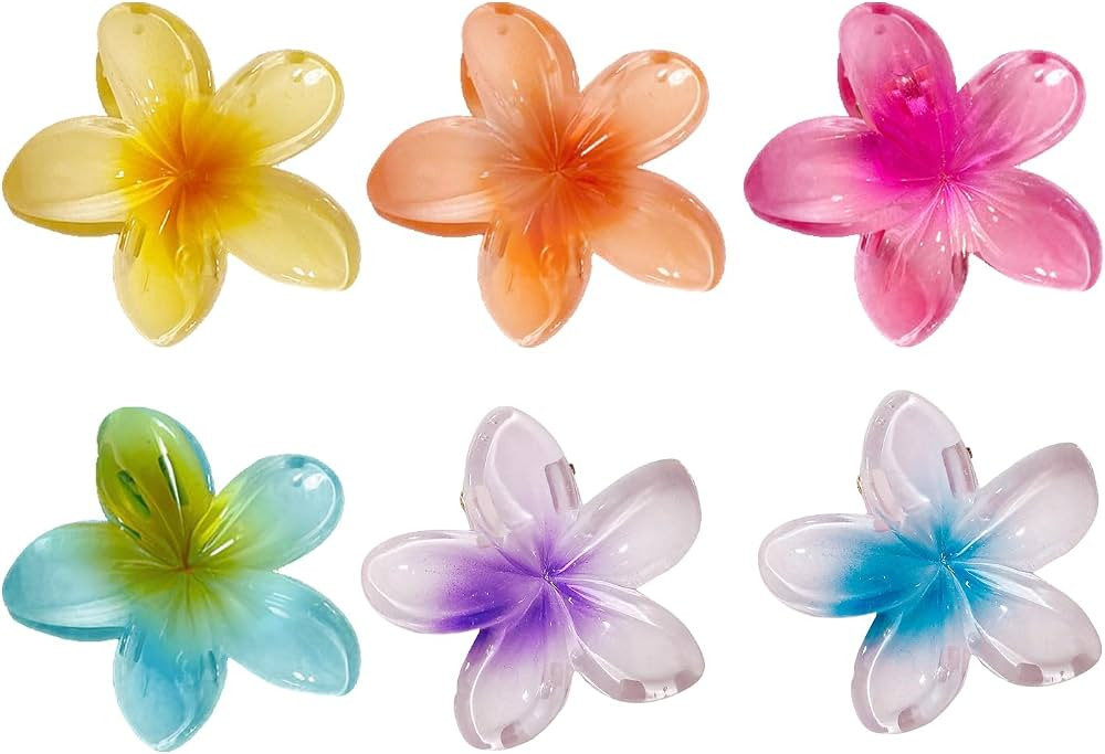 6Pcs Flower Hair Clips for Women Girls, Hawaiian NonSlip Strong Hold Acrylic Jaw Claw Clips for T... | Amazon (UK)