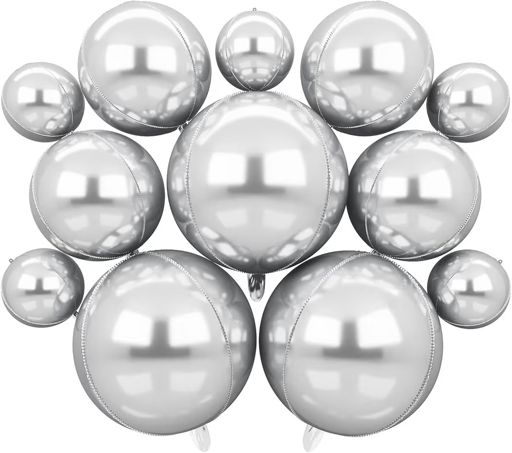 12PCS Silver Foil Balloons 22in 15in 10in Different Sizes Large Silver Foil Metallic Balloons 4D ... | Amazon (US)