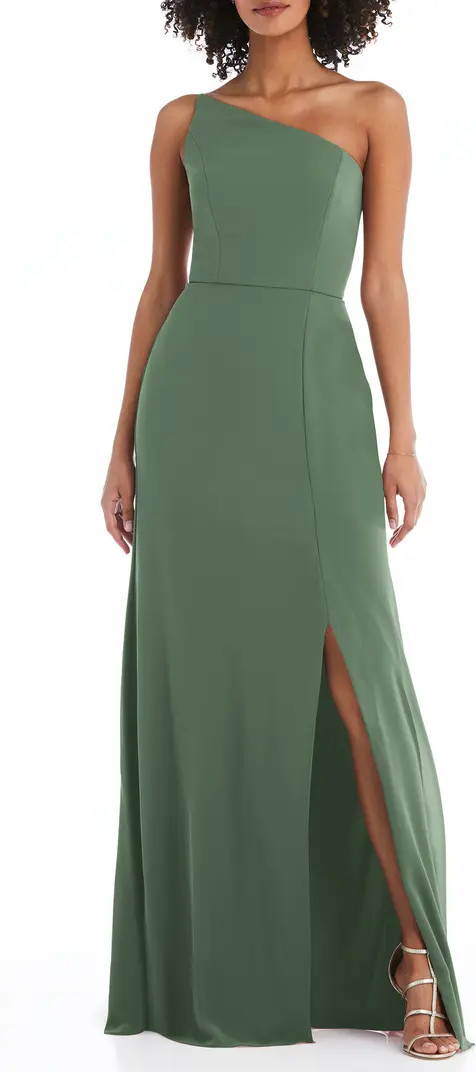 One-Shoulder Crepe Trumpet Gown | Nordstrom