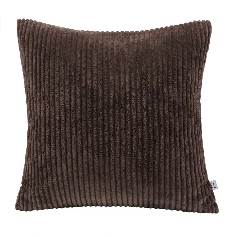 Soft Corduroy Striped Velvet Square Decorative Throw Pillow Cusion For Couch, 22" x 22", Coffee, ... | Walmart (US)