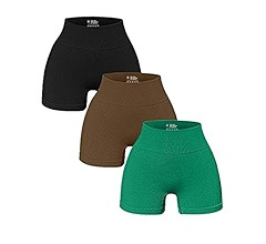 OQQ Women's 3 Piece Yoga Shorts Ribbed Seamless Workout High Waist Athletic Leggings | Amazon (US)