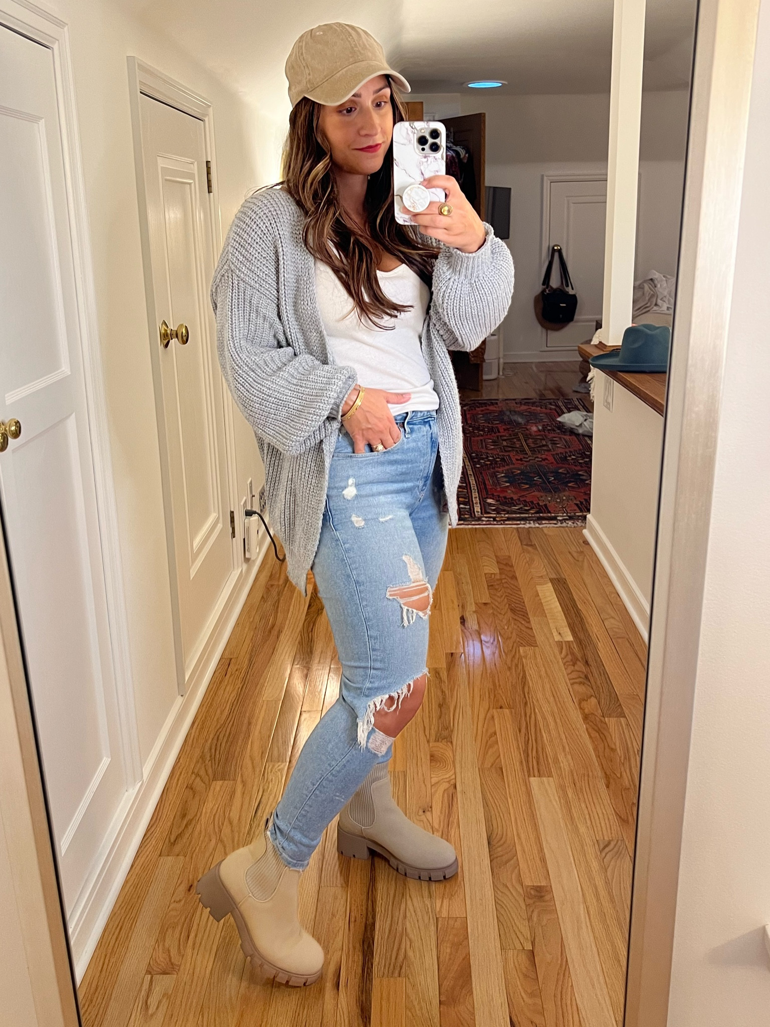 Fall fashion trends, beige boots, jeans, oversized cardigan, hat, winter fashion. Amazon finds. Abercrombie denim. 

#LTKunder50 #LTKSeasonal #LTKsalealert