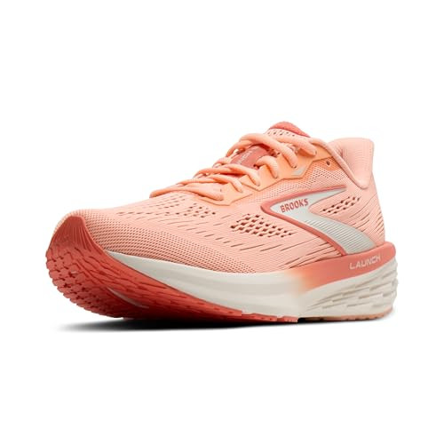Brooks Women’s Launch 12 Neutral Running Shoe - Peach/Coconut/Peach Echo - 9.5 Medium | Amazon (US)