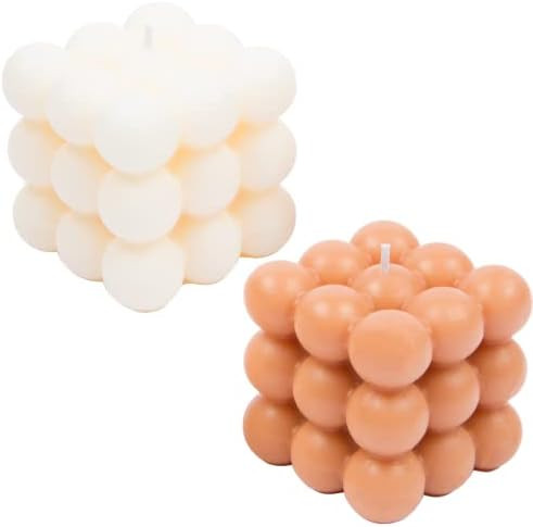 Loftern Creme(Vanilla) and Brown(Hazelnut) Scented Bubble Candle Set of 2 - Handmade, Natural Soy... | Amazon (US)