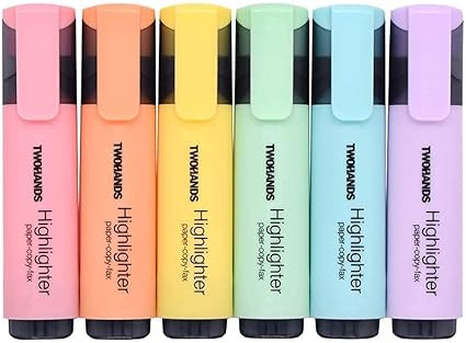 TWOHANDS Highlighter,Chisel Tip Marker Pens,Aesthetic Highlighters,6 Assorted Pastel Colors,20079 | Amazon (CA)