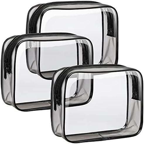 Clear Toiletry Bag, F-color 3 Pack TSA Approved Toiletry Bag Clear Makeup Bag, Travel Clear Cosmetic | Amazon (US)