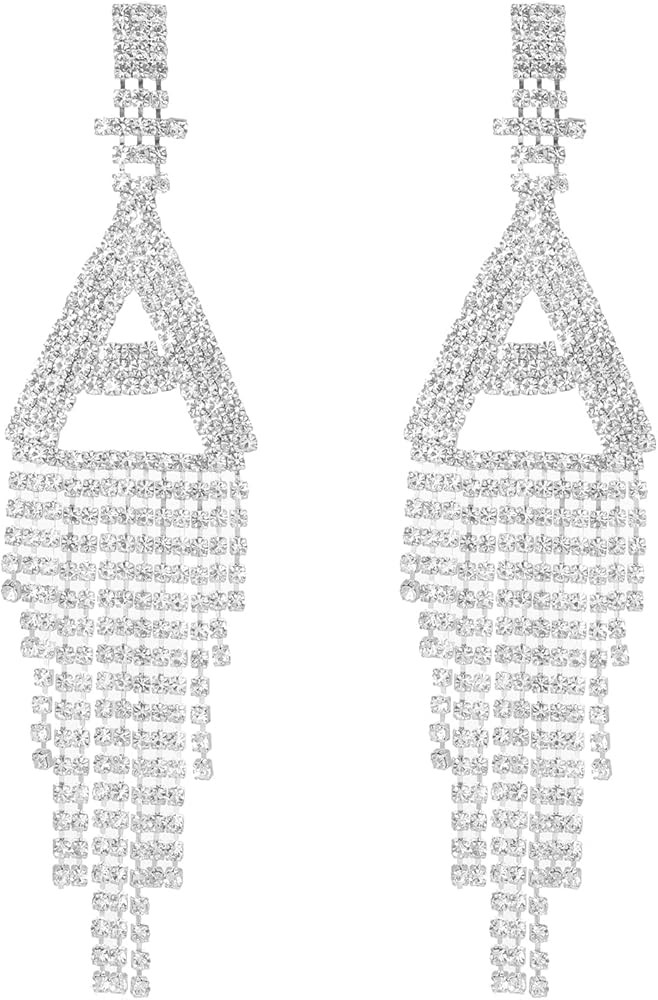 Rhinestone Earrings For women, A-Z Initial Sparkle Alphabet Dangle Drop Earrings Capital Letter C... | Amazon (US)