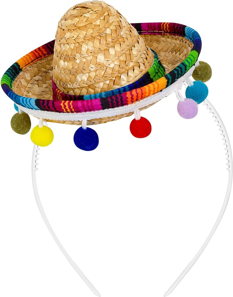 Sombrero Party Hats, Classic Cinco De Mayo Sombrero Headbands, Mini Mexican Party Hat with Headba... | Amazon (US)