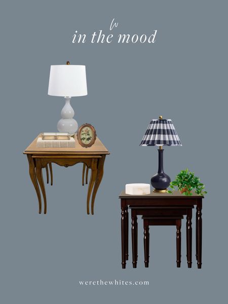 In the Mood: Nesting Tables! I love a vintage style nesting table set. We have one in our sunroom, paired with this new stunning lamp from Wayfair, and I love! Which do you prefer light and vintage, or dark and moody? 

#LTKHome #LTKStyleTip
