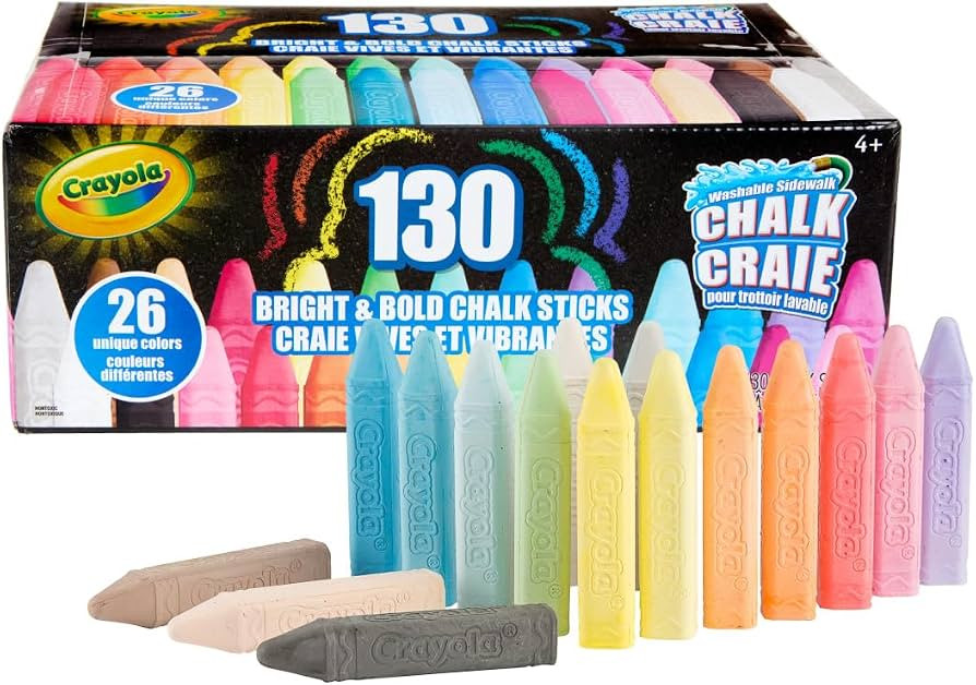 Crayola Washable Outdoor Sidewalk Chalk Collection (130ct), Bulk Anti-Roll Chalk Sticks for Kids,... | Amazon (US)