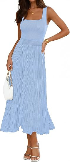 MEROKEETY Women's Summer Midi Dress 2026 Spring Sleeveless Pleated A Line Casual Business Work Co... | Amazon (US)