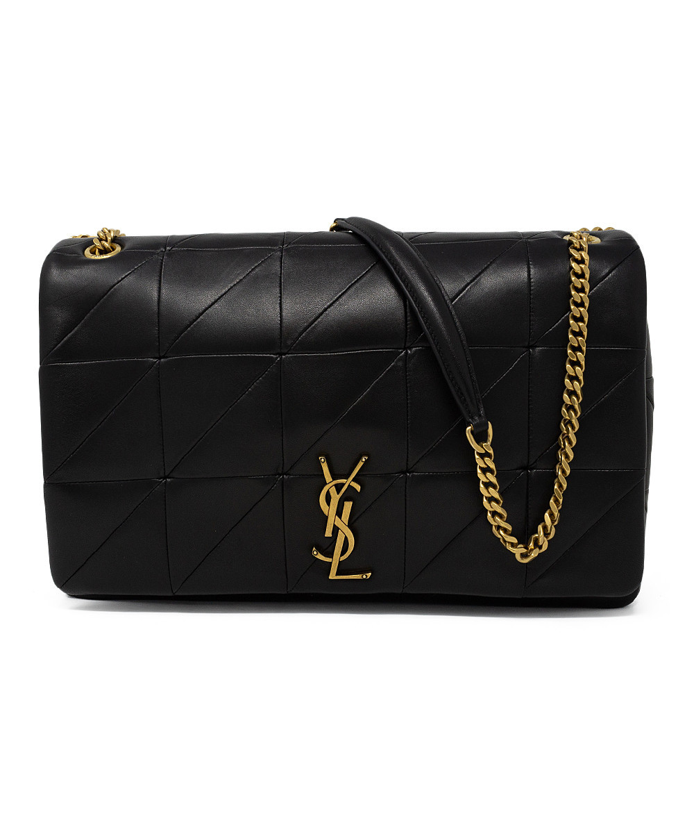 YSL Women's Handbags BLACK - Black & Goldtone Signature Leather Crossbody Bag | Zulily