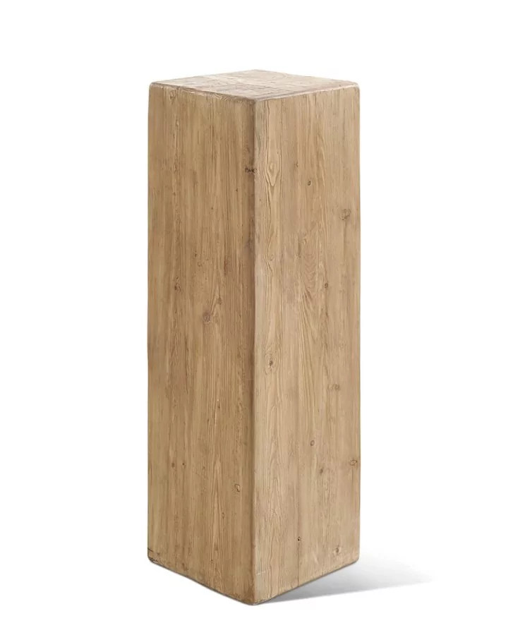 EM Wabi-Sabi Rustic Natural Reclaimed Wood Tall Block End Table | Eternity Modern