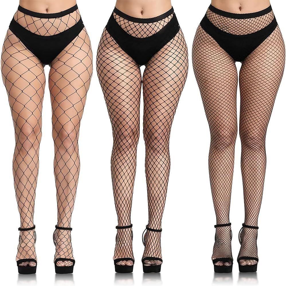 3 PCS Black Fishnet Stockings for Women, Fish Nets Women Tights, Fishnet Tights Ladies Plus Size ... | Amazon (US)