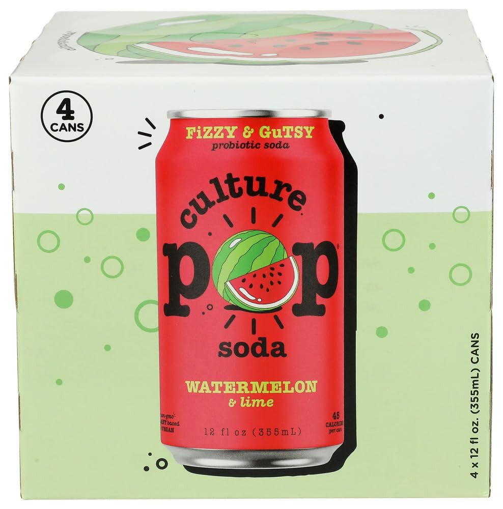 Culture Pop Soda Watermelon Lime & Rosemary Sparkling Soda 4pk, 12 FZ | Amazon (US)