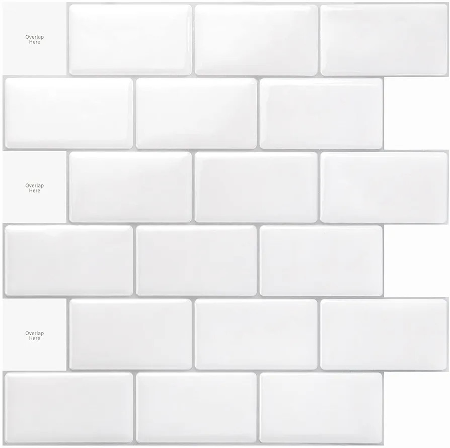 Art3d Premium 10-Sheet Peel and Stick Tile Backsplash - 12"x12" for Kitchen , Bright White | Amazon (US)