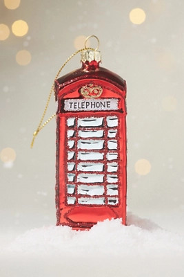 Red Telephone Booth Glass Ornament | Anthropologie (US)