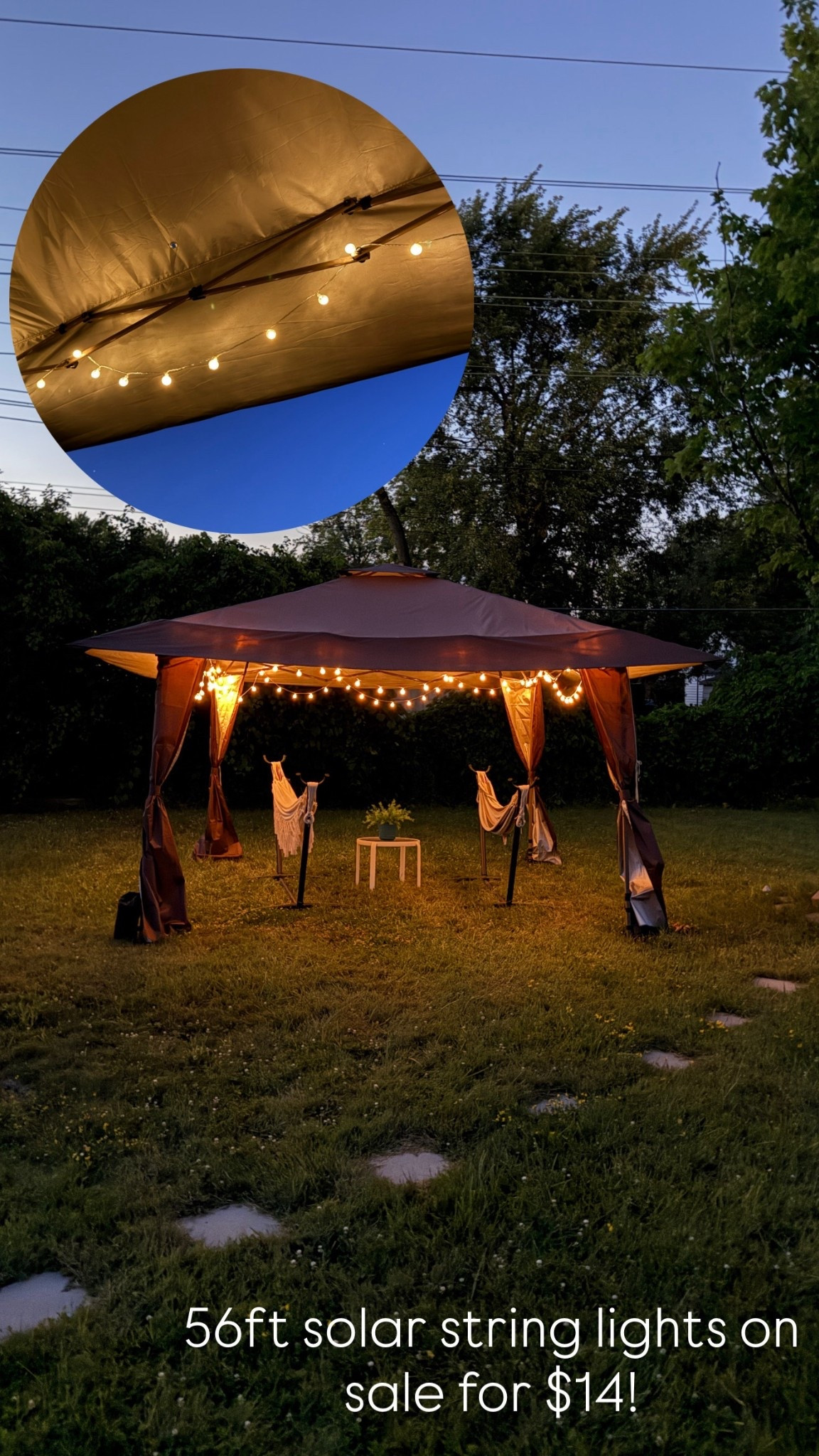 These solar string lights make such a cozy vibe! They turn on automatically once it’s dark and have 8 modes you can choose from. The bulbs themselves are smaller but there are 100 of them!

#LTKSeasonal #LTKHome #LTKSaleAlert