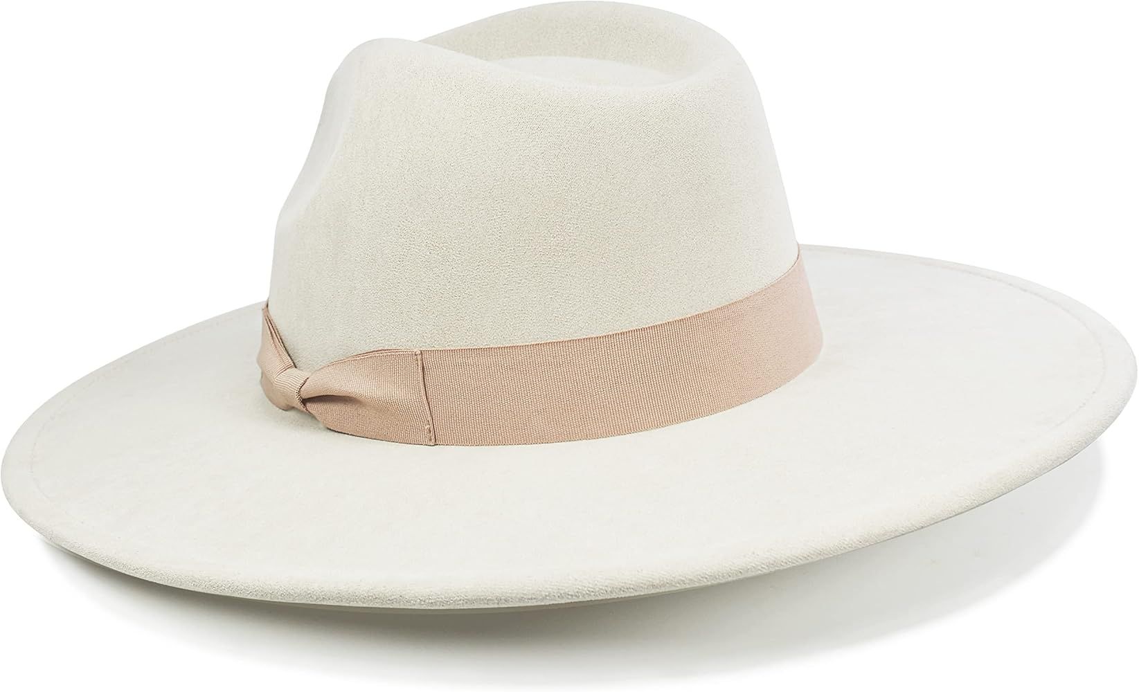 FLUFFY SENSE. Big Wide Brim Fedora Hat for Women - Nashville Outfits Western Hats Women's Felt Panam | Amazon (US)